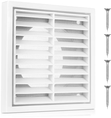 Rejilla de ventilación rectangular de plástico, adecuada para 100 mm rejilla ventilacion con mosquitera, Cubiertas rejillas de ventilacion para aires acondicionados, campanas extractoras, techos