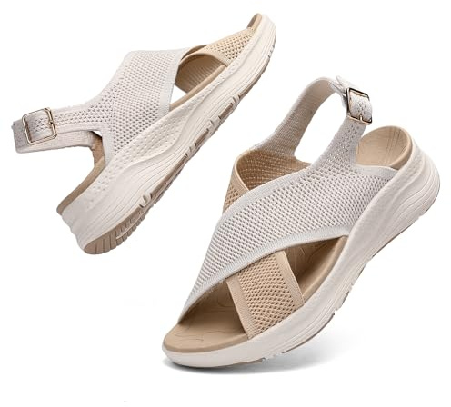 Hanani Womens Orthopedic Sandals Adjustable Strap Sandals Arch Support Ladies Summer Wedge Slingback Sliders Platform Walking Shoes Washable Slide Sport Girls Casual Thick Bottom Beach Shoes