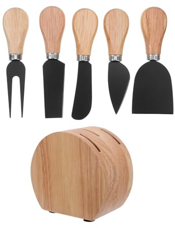 TOYANDONA Set Coltelli da Formaggio con Manico in Legno di Quercia in Acciaio Inossidabile Resistente alla Ruggine, per Picnic e Pranzi di Festa Elegante