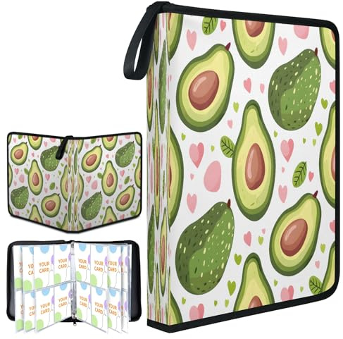 Delicious Avocado Fruits Trading Card Binder 4 Pocket with 50 Sleeves Fits 400 Sport Cards Sports Card Holder with Zipper for Sports Cards Collector Album