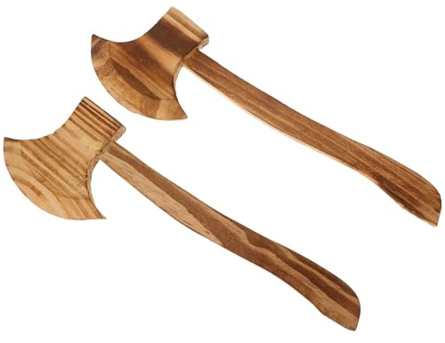Vaguelly Lot de 2 Haches en Bois pour Halloween, Accessoires de Costume et Jouets en Bois Sécurisés, Finition Polie sans Bavure, pour Cosplay, Jeux de Rôle et Décoration D’Halloween