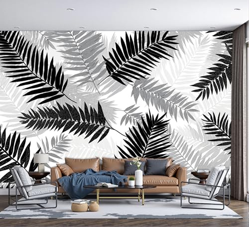 ZISTRCBAO Papier Peint Panoramique Soie Motif Feuilles De Palmier D'Arec, Murales Panoramique Minimaliste Moderne, Décoration Murale Pour Salon Chambre Restaurant Décoration 200x140cm