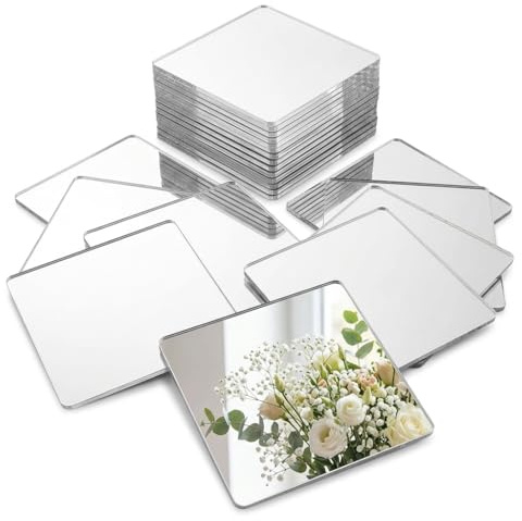 30 Stück Spiegelfliesen Selbstklebend 8x8cm Acryl Quadratisch Deko | Wandspiegel Wohnzimmer, Schlafzimmer, Mosaik, ästhetisch, Sicherheitsspiegel, nicht Glas, Wanddeko, fest, Raum