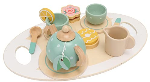 SENECESLI Juguete de té para Niños, Divertido, Mejora la Comunicación, Juego de Fiesta de té para Niños Pequeños, Juego de de Madera de Pino para , Tamaño Adecuado para y Niñas