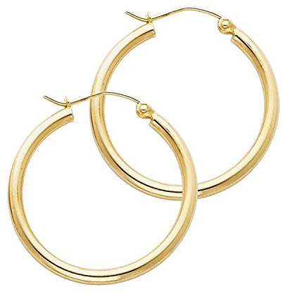 14 Karat 585 Gold Hochglanz Creolen Ohrringe Gelbgold - Breite 2 mm - Große Wählbar