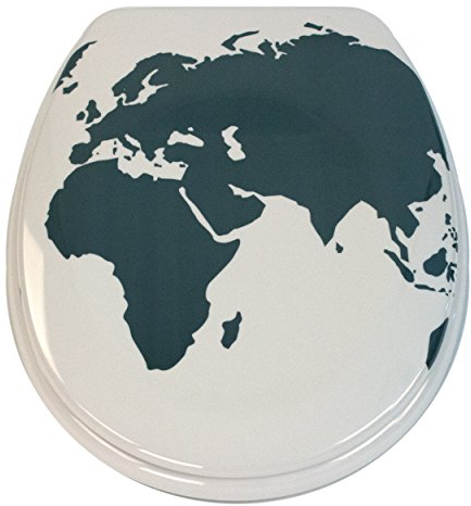 MSV Design WC Sitz, Absenkautomatik, Fast Fix/Schnellbefestigung, Befestigung mit Knopfdruck, Toilettensitz WC Deckel Klobrille World weiß