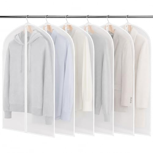 6 Kleidersäcke Transparent 60 x 100 cm, Kleiderhüllen mit Reißverschluss | BangShou PEVA Kleidersack für Anzüge, Hemden, Blusen, Jacken und Pullover, Staubschutz Kleideraufbewahrung