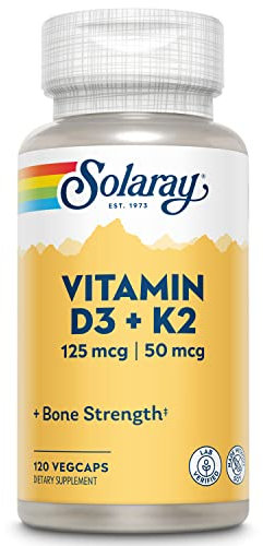 SOLARAY Vitamin D3 + K2 | Vegcaps Es 67.91g, Sin Sabor, cápsulas, 120 Unidades