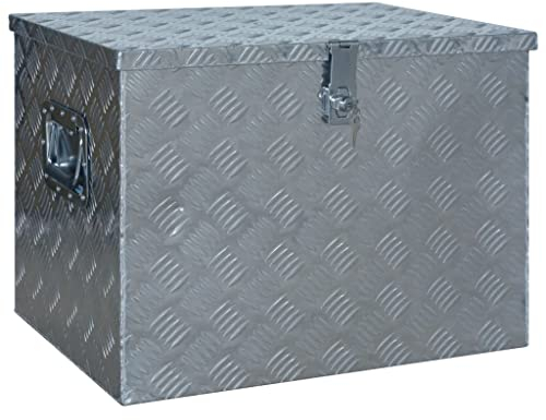 vidaXL Aluminiumkiste Transportkiste Transportbox Werkzeugkiste Werkzeugbox Deichselbox Alubox Alukoffer Lagerbox 610x430x455 mm Silbern Aluminium