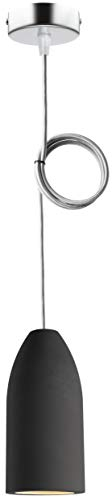 Buchenbusch urban design Beton Pendelleuchte einflammig dark edition 7,5 x 16 cm, Hängelampe Wohnzimmer mit Textilkabel Silber, Lampe Küche, Baldachin chrom