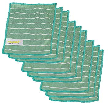 Muxel Panno per la pulizia degli occhiali in bambù, 9 panni, dimensioni 20 x 15 cm, verde, poliestere, bambù, poliammide