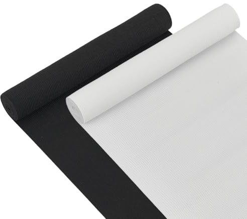 BENECREAT 2m 200mm Banda Elástica Ancha Negra y Blanca Cinta de Elástica de Alta Elasticidad para Manualidad y Costura 1m / Color | Cinta elástica ancha de costura negra, blanca, para proyectos de costura, goma para pantalones, manualidades, 1 m por color