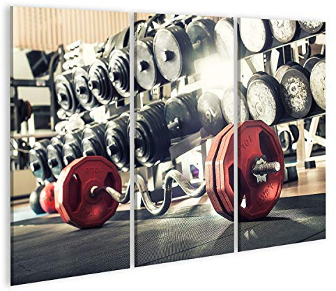 islandburner Bild auf Leinwand Fitnessstudio Kraftraum Close Up Horizontal Foto Bilder Wandbilder Poster