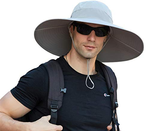 Leotruny Super Wide Brim Bucket Hat UPF50+ Waterproof Sun Hat for Fishing Hiking Camping (C01-Light Grey)