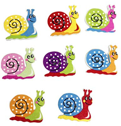50 Stück Holzschnecke Knöpfe Schnecken Gemalt 2 Loch Scrapbooking Nähen Holzknöpfe Cartoon Tierknöpfe Bunte Schnecke DIY Schnitzweise Holzknöpfe Knöpfe zum Angeschlagenen Handwerk
