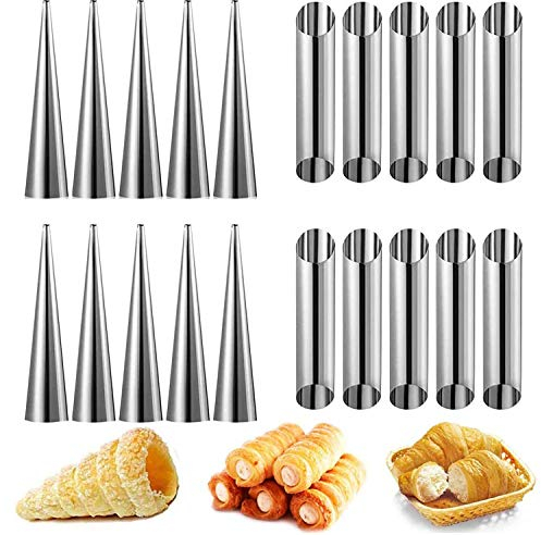 Cannoli Backform, 20 Stück Cannoli Form Tubes Küche Edelstahl Backcreme Horn Formen Backen, Horn Tubes Creme Rolle Kuchen Gebäck Spirale Horn Backform Backzubehör