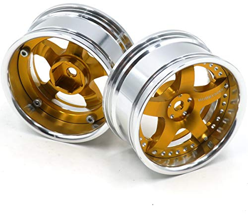 2pcs RC 1/10 Aluminum On Road Wheel Rims Hex 12mm Adjustable Offset Silver/Gold Color Fit for 1:10 RC On Road Drift Touring Street Car Tire Tyre