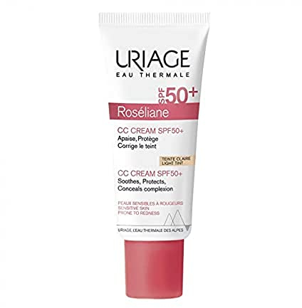 Uriage Roséliane CC Cream SPF50 (Light Tint) 40ml - Sensitive Skin Prone to Redness - Covers Redness, Unifies, Hydrates - Long-lasting Soothing Action & Sun Protection - Non-comedogenic