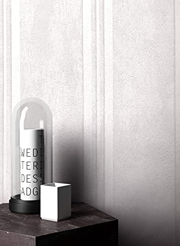 Newroom Tapete Weiß Vliestapete Glänzend - Streifentapete Grafisch Creme Streifen Beton-Optik Betontapete Industrial Linien inkl. Tapezier-Ratgeber