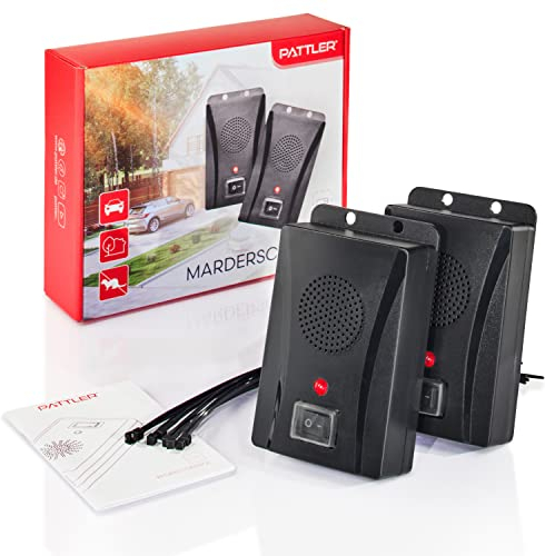 Marten Deterrent Car Battery-Operated for Approx. 60m² - with Ultrasonic & Anti-Standard Effect | Mobile Marten Protection with Battery Operated | Marten Repellent Car, Home, Attic, Garden - Pack of 2