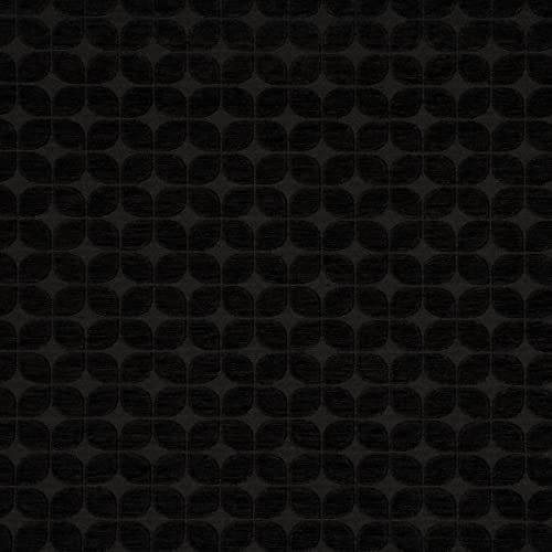 SCHÖNER LEBEN. Dekostoff Jacquard Chenille Deluxe Soft Retro Leaf schwarz 1,40m Breite