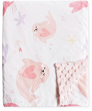 SONARIN Flanella Coperta per Neonati,95x160cm Copertina per Bambini Bambine Morbida Multifunzionale Bifacciale Trapunta per Bambino Calda e Confortevole per Carrozzina Culla(Sigillo)
