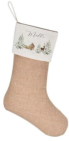 Manufaktur Liebevoll Weihnachtsstrumpf | Personalisierter Christmas Stocking | Zucker Beutel mit Namen zum Nikolaus und zu Weihnachten | Jute Nikolausstrumpf zum Befüllen und Aufhängen (Motiv Melli)