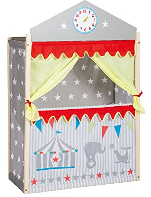 roba Kasperletheater, großes Puppentheater aus Holz, Kaspertheater freistehend mit Stoffbespannung