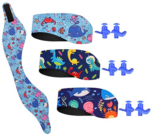 3 Unidades De Cinta De NatacióN Impermeable Para La Oreja De Buceo, Orejas, Banda Para La Oreja Para NiñOs Y Adultos, Para Nadar Y Surfear Con 3 Pares De Tapones De NatacióN