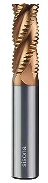 sisona 3/8 Carbide Roughing End Mill - 4 Flute - 3/8'' Shk Dia, 2-1/2'' Oal - for Alloy Steels/Hardened Steels