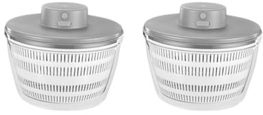 Lot de 2 Essoreuses à Salade Électriques Système de Drainage Automatique pour Laitue Légumes Gris
