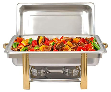 VonVVer Contenitore scaldavivande in acciaio inox, 63 x 35 x 32 cm, Rechaud, Chafing Dishes, scalda cibo, contenitore per catering, buffet e feste (rettangolare da 9 l)