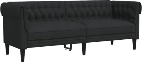 vidaXL Chesterfield Sofa, Polstersofa 3-Sitzer mit Stützbeinen, Loungesofa Designsofa für Wohnzimmer, Couch Wohnzimmersofa, Schwarz Stoff