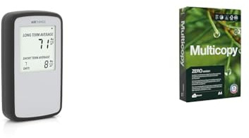 Airthings Corentium Home Radon Detector - 224 Portable, Lightweight, Easy-to-Use, (3) AAA Battery Operated, Intl Version, Bq/m & Multicopy Zero A4 80gsm Printer Paper - 1 Ream (500 sheets)