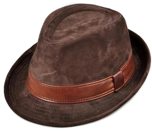 FULUJIDI Fedora Trilby Filzhut Hut Herren Herren Leder Braun Hüte Damen Gentleman Herren Jazz Hip Pop Caps 56-60Cm Einbauhut 60Cm Braun