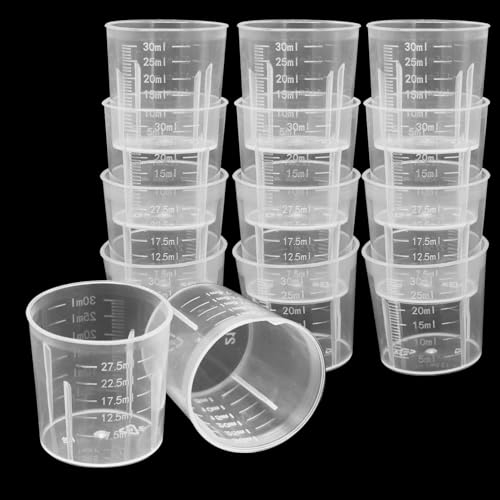 10 Pcs 30ml Measuring Cups Plastic Graduated Cups Transparent Scale Cups Plastic Clear Epoxy Mixing Cups for Kitchen Cooking Medicine Measure Tool