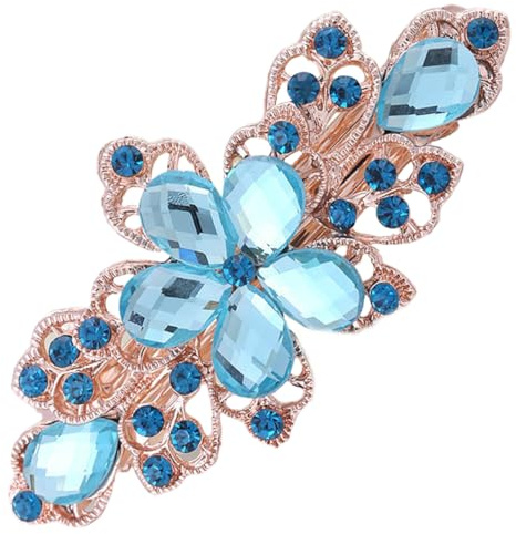 Seeblaue Blumenkristall Diamant Haarspange,Niedliche Blumenförmige für Frauen Mädchen Haarstyling Zubehör,große Haarklammer für dickes Haar, Haarspangen Rutschfest