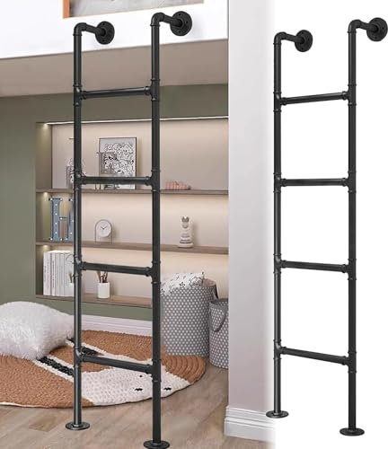 Scala a gradini in metallo da 1,9 m per casa, soppalco, letto a castello, ingresso, cantina, finestra, pozzo, antincendio, soffitta, dormitorio, biblioteca, 143 cm