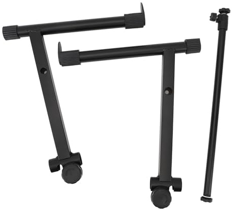Xiuganpo Soporte para teclado de piano, soporte universal para teclado en forma de L con adaptador de extensión, altura ajustable, soporte de segundo nivel de doble nivel para piano, negro