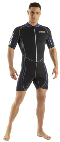 SEAC Trendy Man, Muta Corta Monopezzo in Neoprene da 2.5 mm con Zip Frontale, per Snorkeling, Surf e Sport Acquatici in Acque Temperate per Adulti e Bambini, XXXL