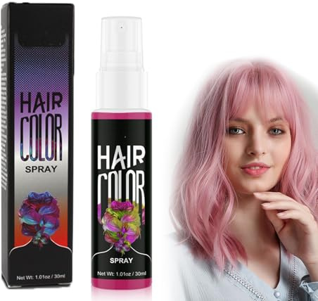 Temporary Hair Color Spray in Crazy Pink - Instant Washable Hair Dye for Halloween, Cosplay, Easy to Color, 30ml