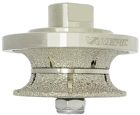 VANEPIC V20 Diamond Full Bullnose Profile Wheel Diamond Hand Profiler Router Bit Wheel Vacuum Brazed with 5/8-11 Thread for Grinder Polisher Granite Marble Concrete and Countertop Edge Shaping