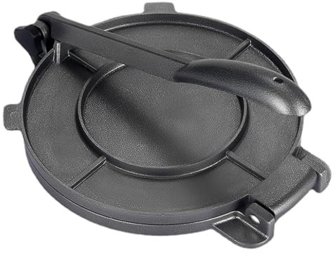 Prensa de tortilla de 8 pulgadas de alta resistencia de aleación de aluminio pre-sazonada con mango para maíz, masa, pizza, pastel, tortilla de harina