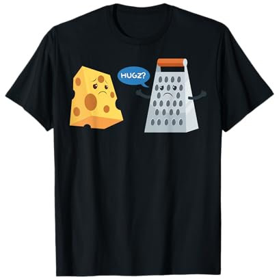 Funny Cheese and Grater Hug Cartoon T-Shirt
