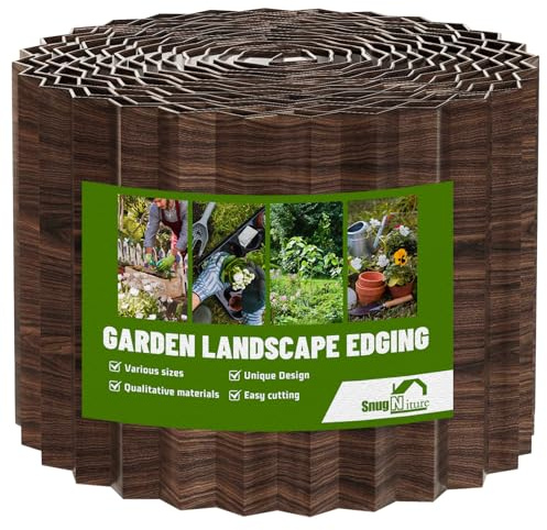 SnugNiture Corrugated Metal Garden Edging,4×60'Sturdy Lawn Edging Border,Landscape Edging Border for Lawn, Flower Bed,Garden and Yard(Brown)