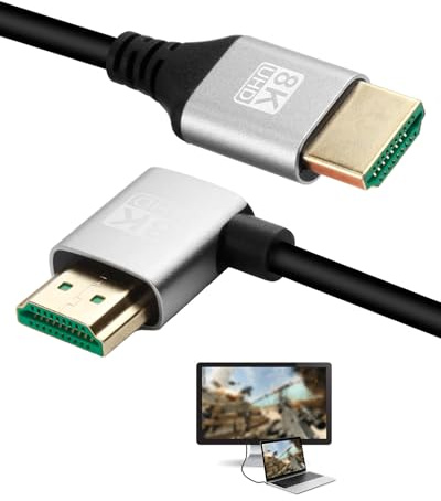 Cable HDMI 2.1 8K con 48Gbps Rotación de 90° para Xbox PS5/PS4 Roku TV LG