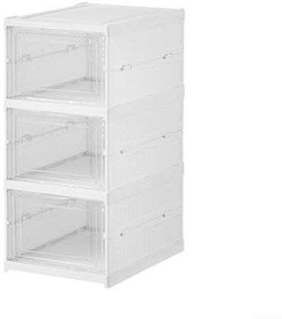 Organizador de zapatos portátil con puerta, cajas apilables de plástico transparente para una máxima eficiencia de almacenamiento (B)