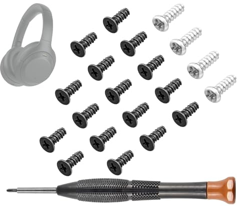 SOULWIT Replacement Headband Pad Screws for Sony WH-1000XM4 (WH1000XM4) Headphones, Repair Part for Side Cover Slider and End Caps - 16Pcs Black+4Pcs Silver