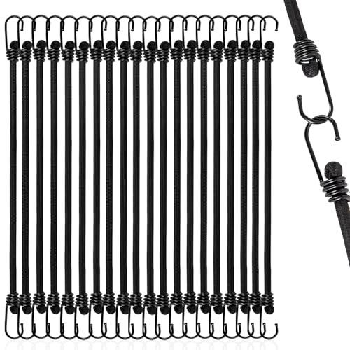 Spanngummi mit Haken,20 Stück Mini Gummi Spanngurte, 25CM Expander mit Haken, Gepäckspanner, Gummispanner, für Camping Zeltplane, Gepäck, Schwarz