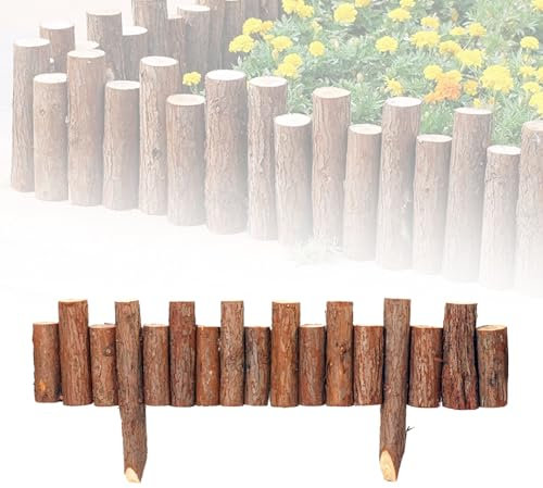 MBBTAG Bordura per Aiuola in Legno Massello Staccionata Bassa 15~40/90 cm Bordatura Giardino con Effetto Delimitatore Flessibile per Aiule e Siepi Facile da Installare(Wood color(B),30x90cm/11.8x35in)